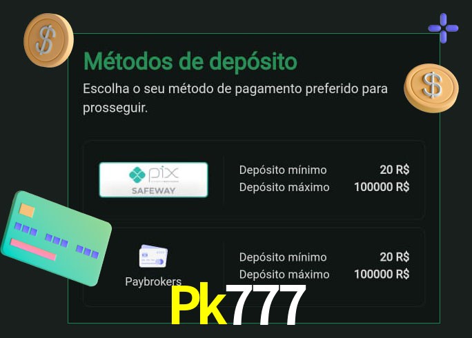 O cassino Pk777 oferece uma grande variedade de métodos de pagamento